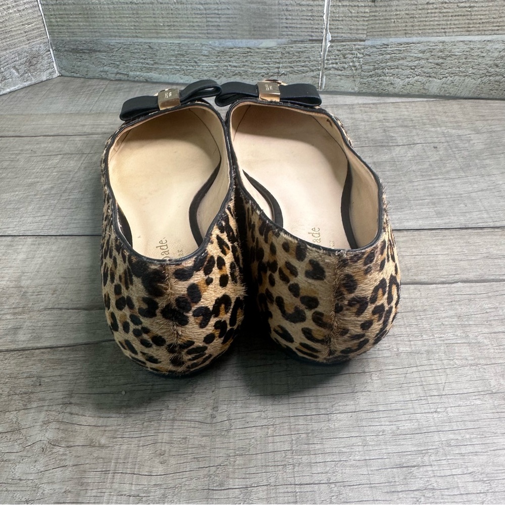 Kate S Leopard Print Norah Flats Bow Detail Calf Hair flats size 8 - Picture 5 of 7